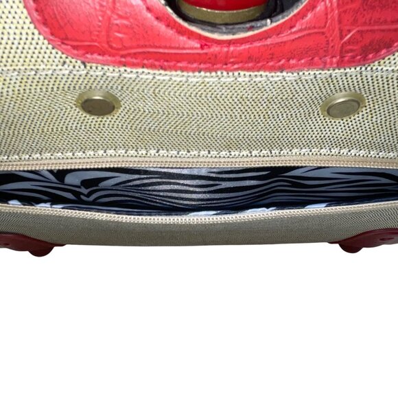 Nicole Miller Womens Beige & Red Rolling Tote Bag With Front Pocket - Picture 14 of 15